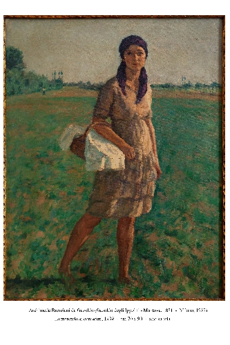 Archimede Bresciani da Gazoldo (Gazoldo degli Ippoliti 1881 - Milano 1939) La merenda ai contadini (1939), olio su tela, Galleria d'arte fondazione Bam 