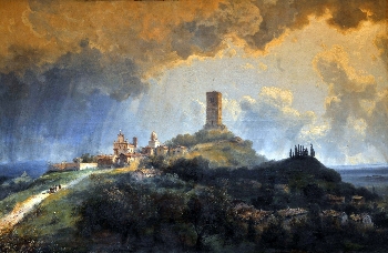 Carlo Bossoli - La rocca e il castello di Solferino, 1877, olio su tela, Museo di Solferino