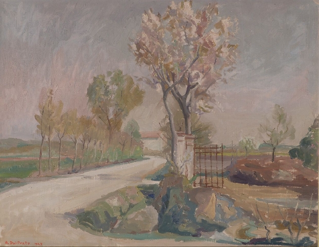 A. Dal Prato 1947 cm 58x63 olio su tavola