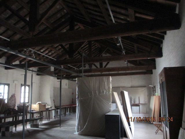 Lavori in corso al quarto piano del Palazzo Ducale di Revere