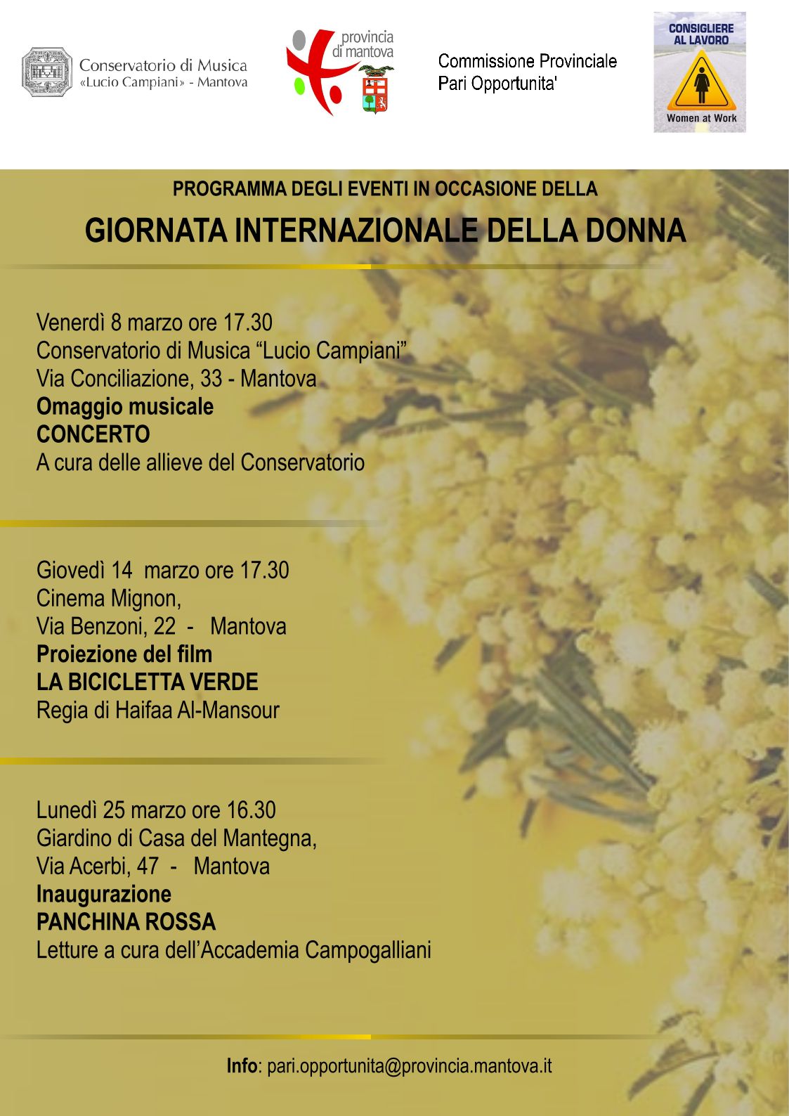 8 MARZO - PROGRAMMA eventi Provincia