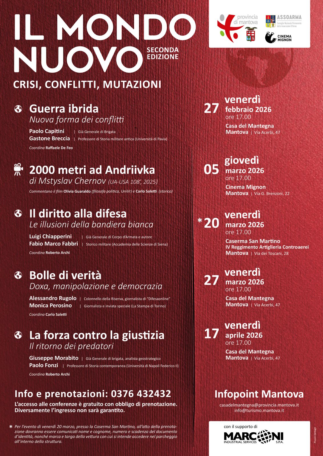 Locandina conferenze Il mondo nuovo